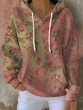Sweat à capuche imprimé floral bohème femme